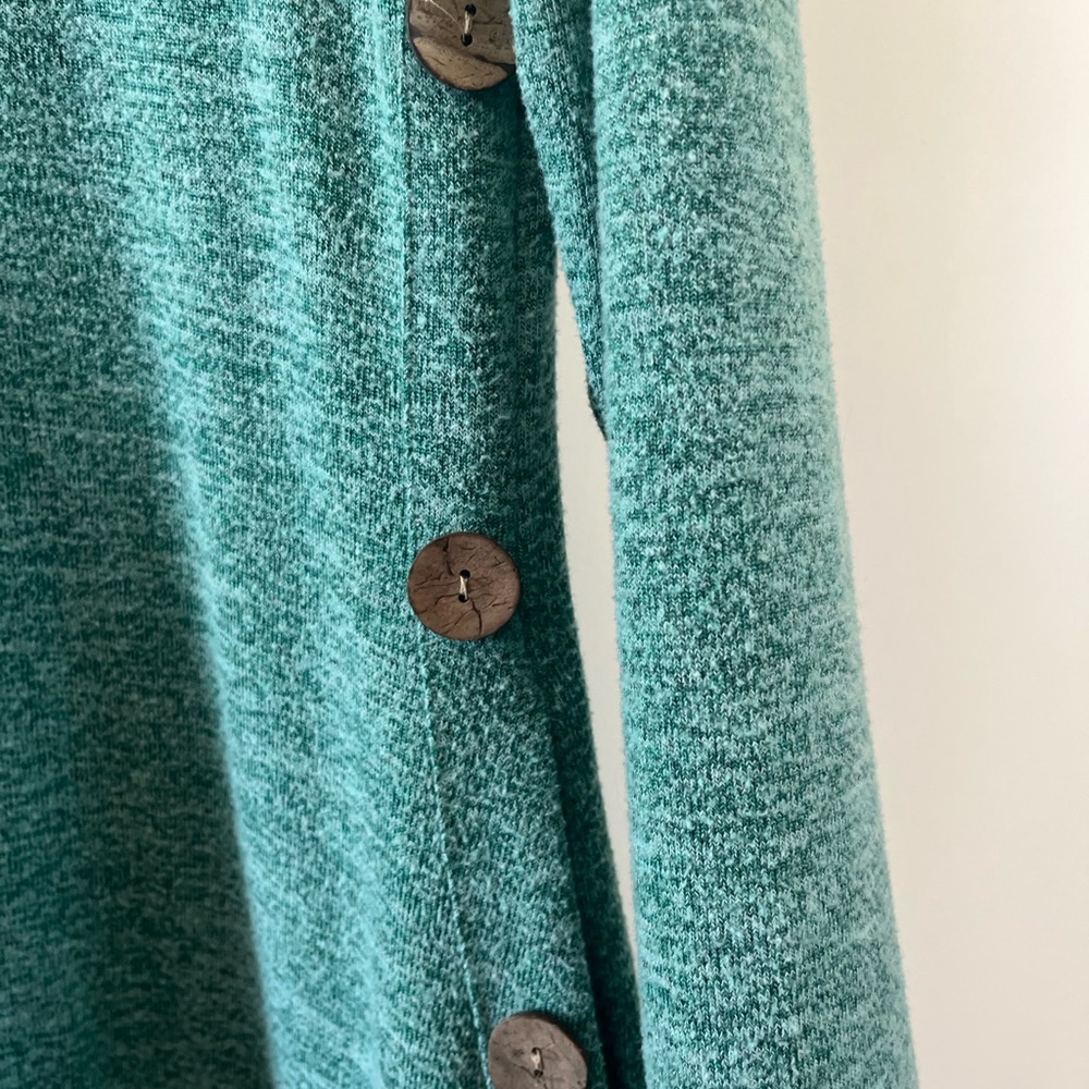 Green and Brown Textured Cardigan Sweater